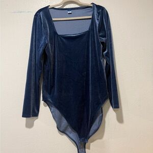 Old Navy Blue Velvet Bodysuit